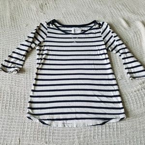 LOGG 3/4 Sleeve Navy/Cream Striped Confetti Tee